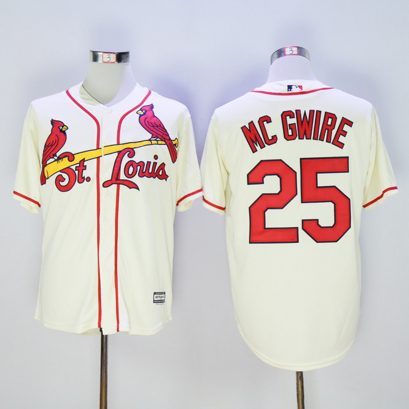 Men St. Louis Cardinals #25 Mc Gwire Cream Throwback MLB Jerseys